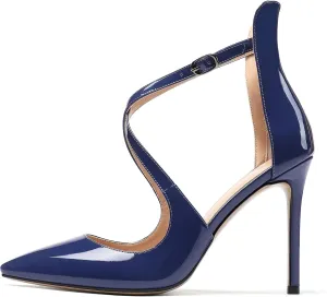 SAMMITOP Women's Pointy Toe Ankle Strap Pumps Sexy High Heels Ladies Dress Shoes
