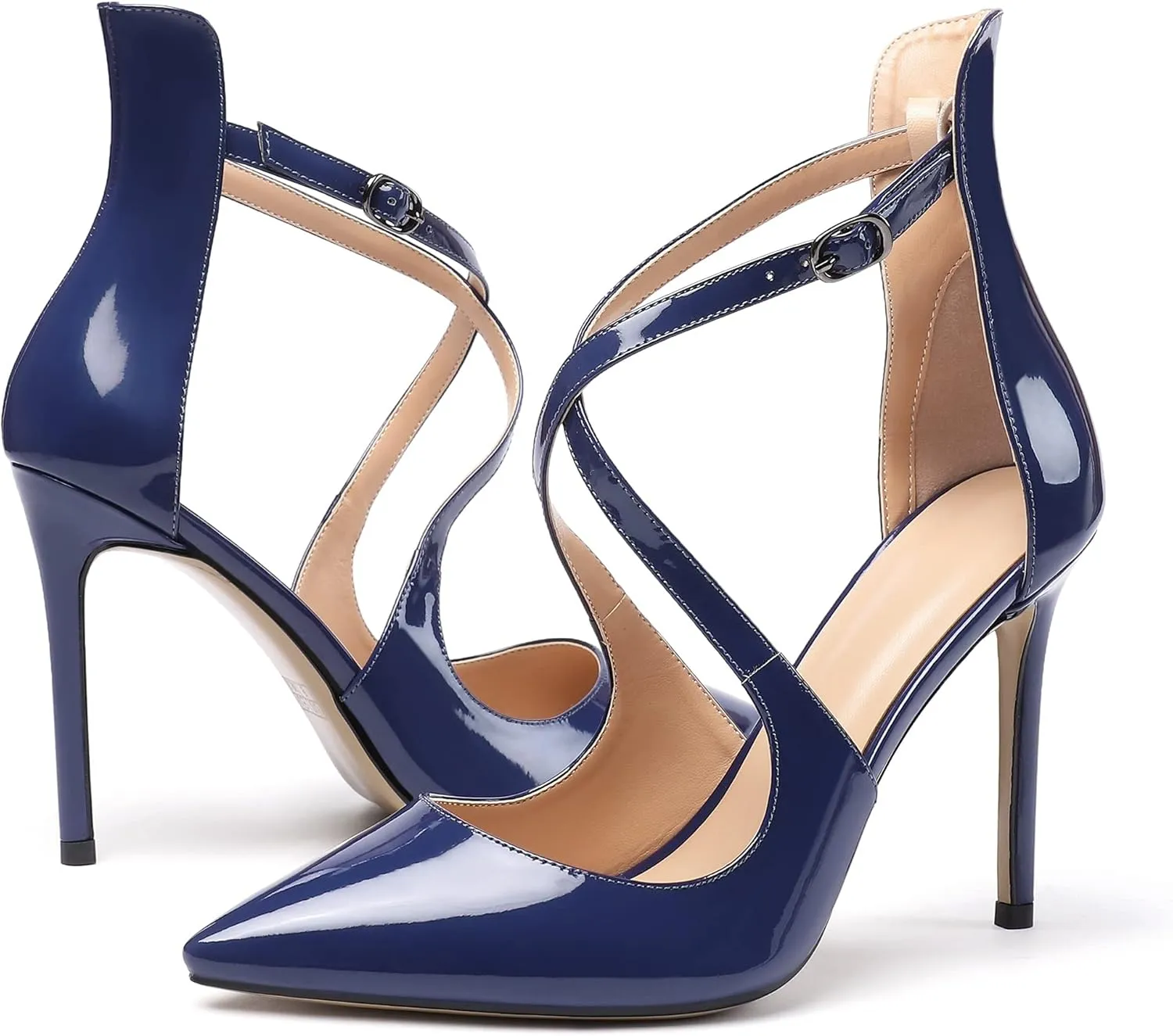 SAMMITOP Women's Pointy Toe Ankle Strap Pumps Sexy High Heels Ladies Dress Shoes