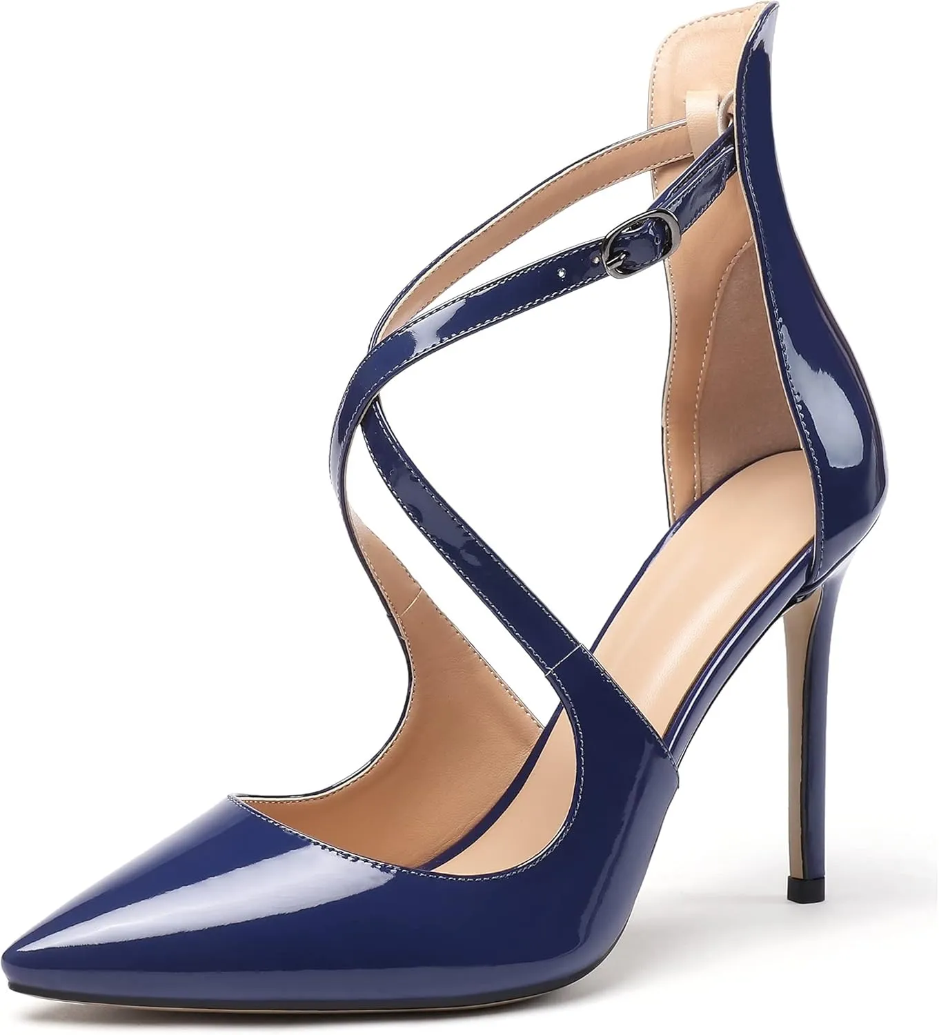 SAMMITOP Women's Pointy Toe Ankle Strap Pumps Sexy High Heels Ladies Dress Shoes