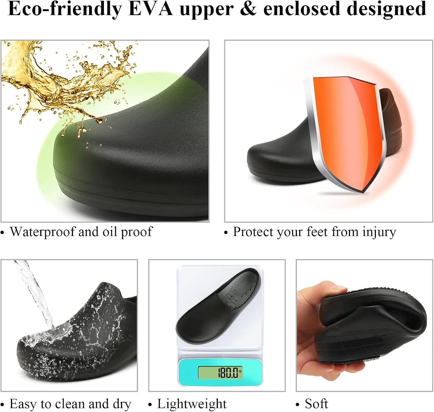 Scecocrs Non Slip Chef Shoes for Women, Waterproof & Oil Resistant Nursing Work Shoes for Hospital Garden Kitchen