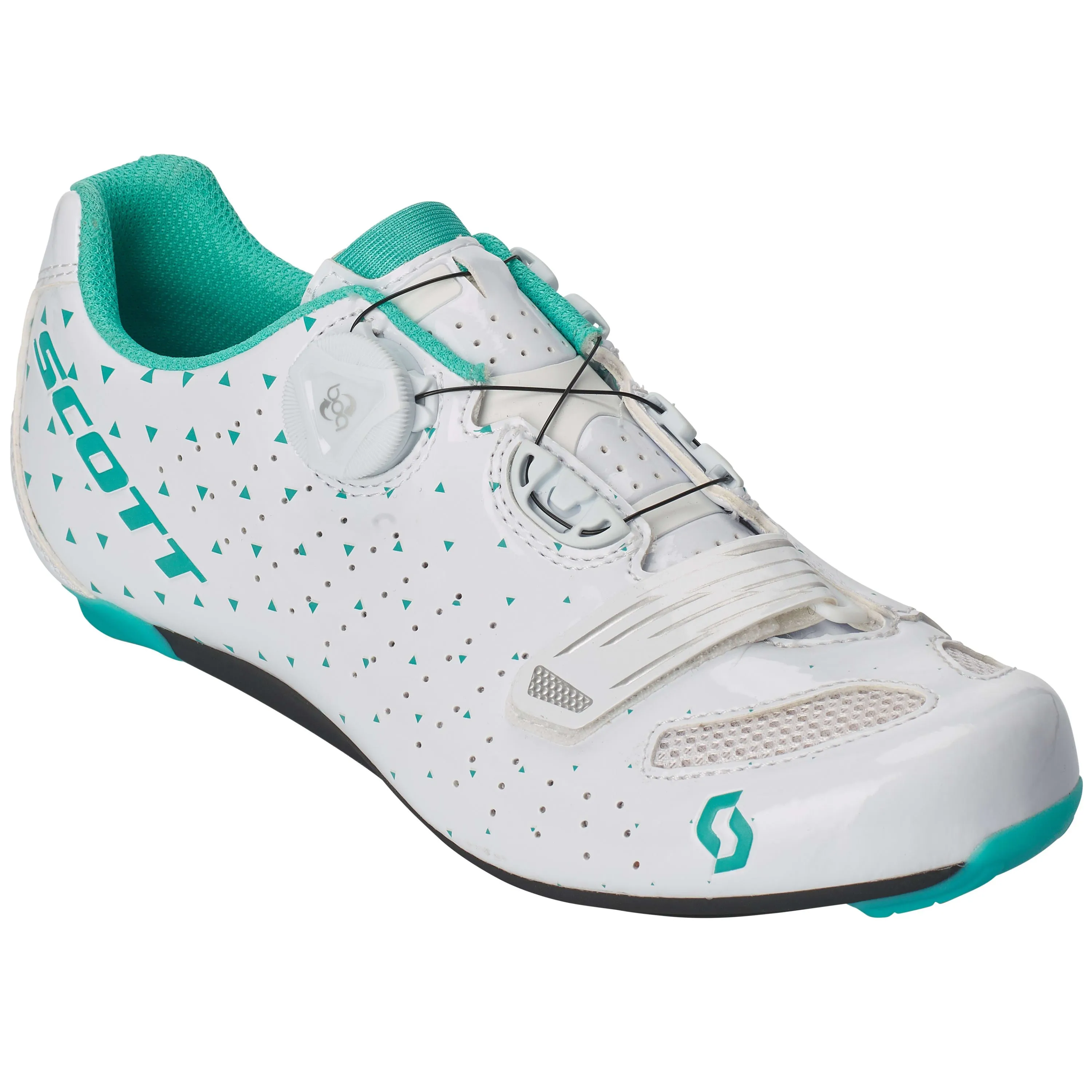 Scott Comp Boa Womens Road Shoes - Gloss White / Turquoise Blue