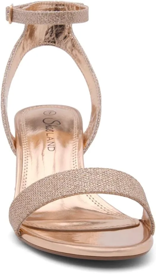Shoe Land Women's Low Heels – 2.75 Inch Chunky Block Heeled Sandals | Clear Sandals, Open Toe Dressy Short Heels with Ankle Strap for Wedding, Prom & Party