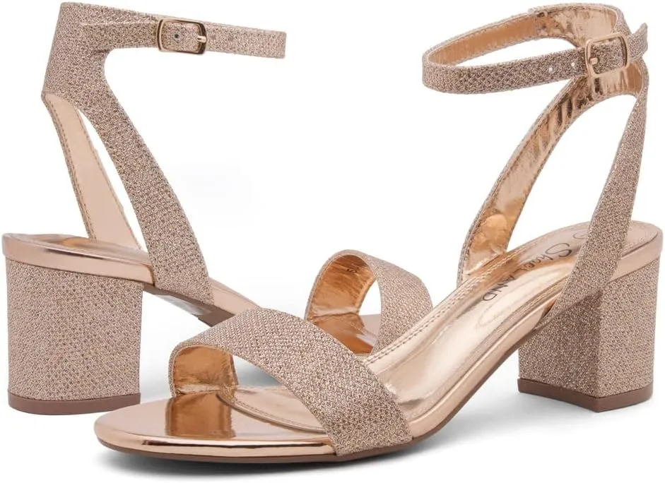 Shoe Land Women's Low Heels – 2.75 Inch Chunky Block Heeled Sandals | Clear Sandals, Open Toe Dressy Short Heels with Ankle Strap for Wedding, Prom & Party