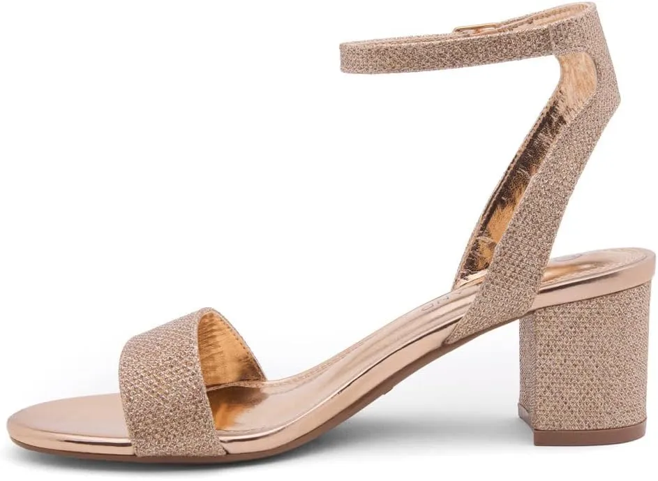 Shoe Land Women's Low Heels – 2.75 Inch Chunky Block Heeled Sandals | Clear Sandals, Open Toe Dressy Short Heels with Ankle Strap for Wedding, Prom & Party