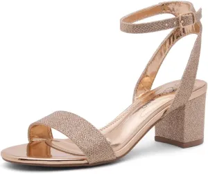 Shoe Land Women's Low Heels – 2.75 Inch Chunky Block Heeled Sandals | Clear Sandals, Open Toe Dressy Short Heels with Ankle Strap for Wedding, Prom & Party