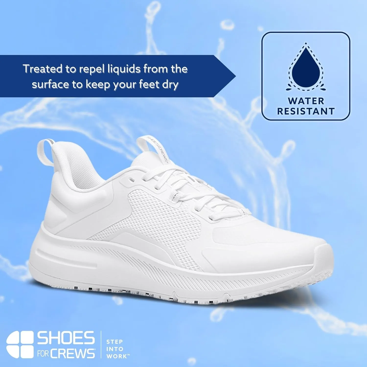 Shoes for Crews Crossing, Men's Slip Resistant Work Shoes, Healthcare and Food Service Sneakers, Water Resistant, Black or White