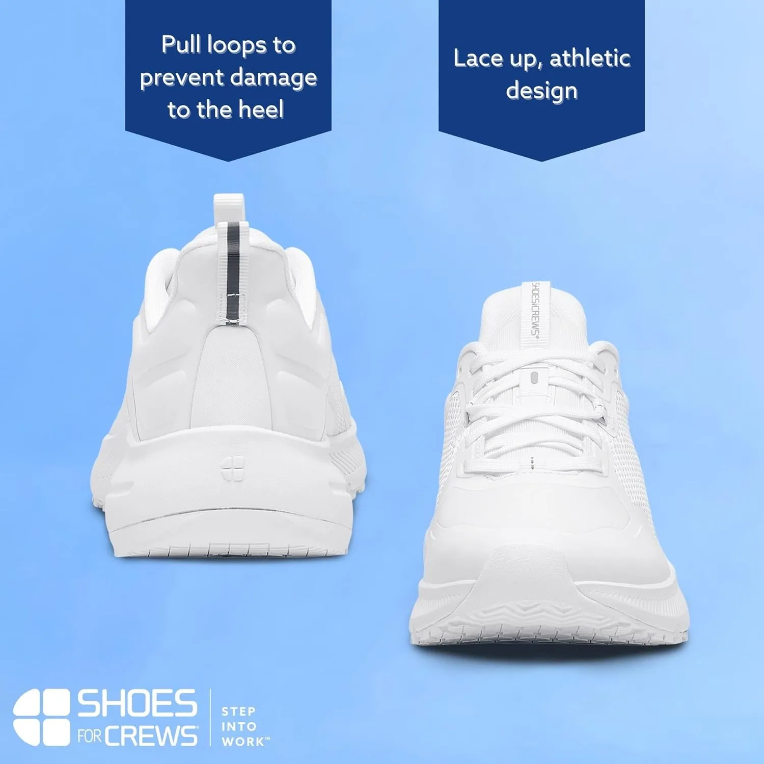 Shoes for Crews Crossing, Men's Slip Resistant Work Shoes, Healthcare and Food Service Sneakers, Water Resistant, Black or White