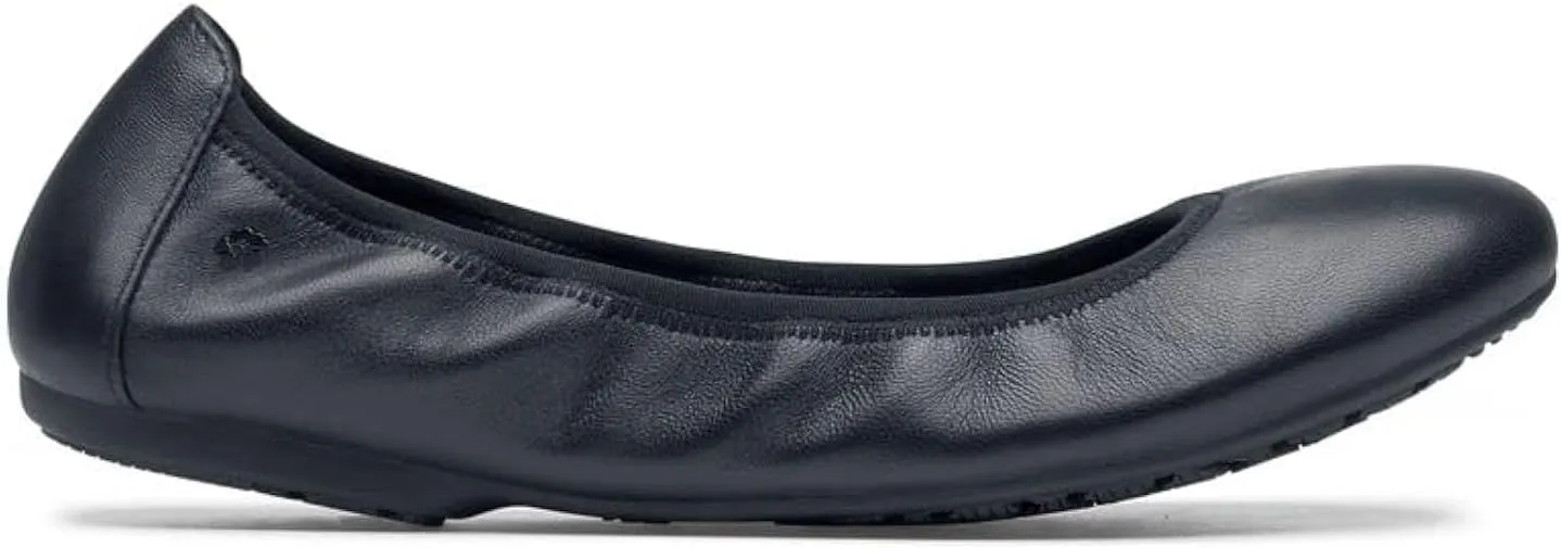 Shoes for Crews LILA Ina, Women's Work Ballet Flats, Slip Resistant, Lightweight, Black Shoes