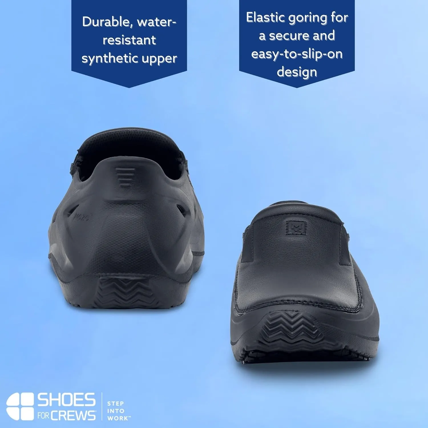 Shoes for Crews MOZO Sharkz II, Men's Work Shoes, Slip Resistant, Water Resistant, Black