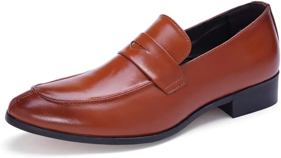 Single Season Dress Oxford Shoes for Men Slip On Round Split Toe Cowhide Non Slip Rubber Sole Slip Resistant Block Heel Anti-Slip Walking Very Popular Among Young People (Color : Yellow