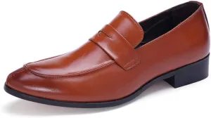 Single Season Dress Oxford Shoes for Men Slip On Round Split Toe Cowhide Non Slip Rubber Sole Slip Resistant Block Heel Anti-Slip Walking Very Popular Among Young People (Color : Yellow