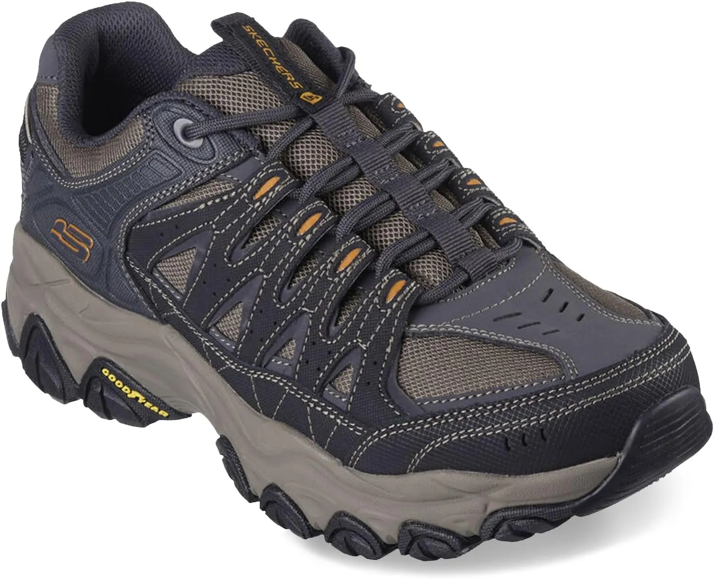 Skechers Men's, After Burn M.Fit 2.0 Hiking Shoe - Extra Wide Width Charcoal/Gold
