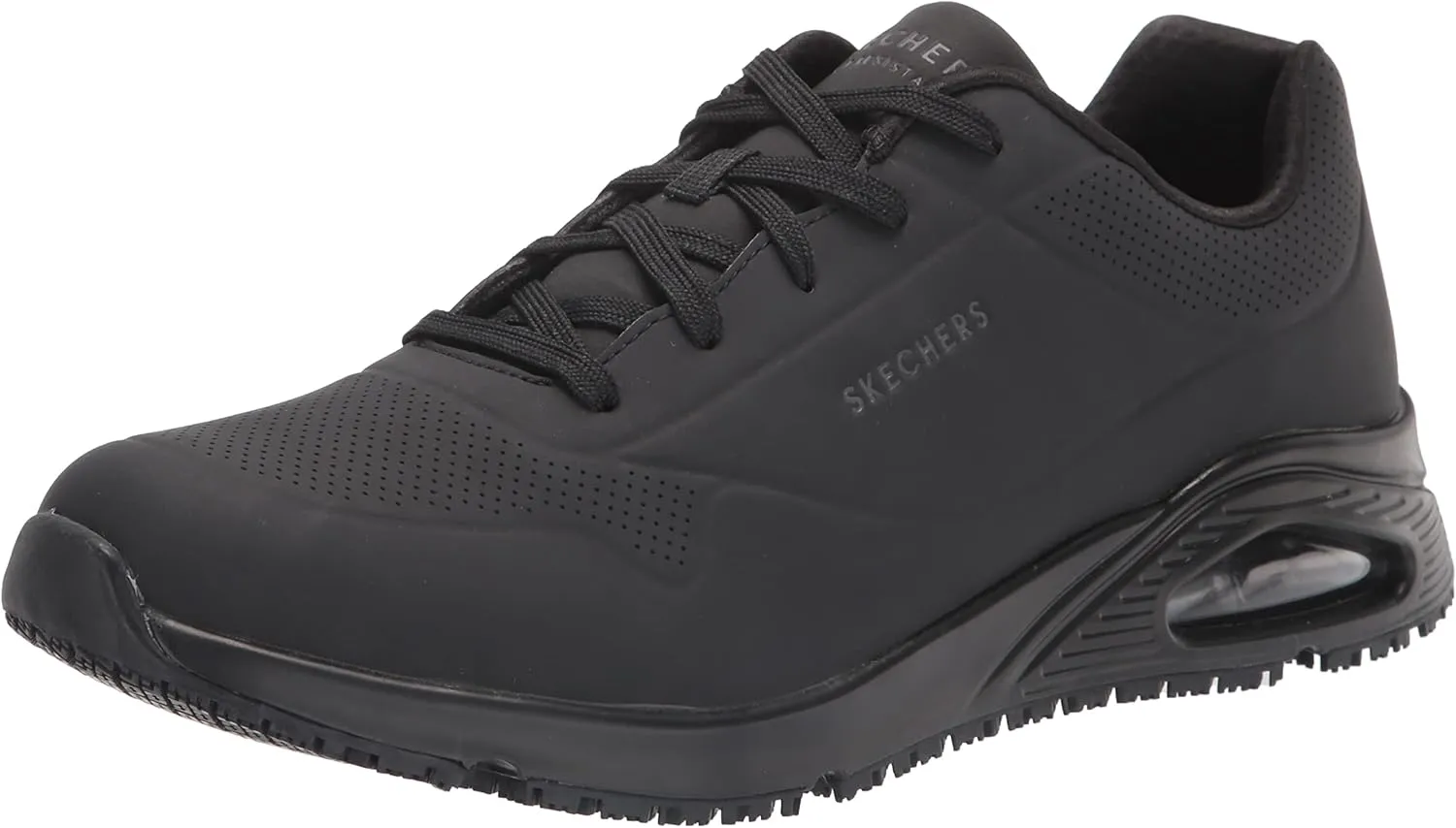 Skechers Men's Work Uno SR Sutal Lace Up Skech AIR 200054 P Food Service Shoe, Black, 8.5
