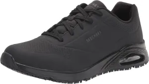 Skechers Men's Work Uno SR Sutal Lace Up Skech AIR 200054 P Food Service Shoe, Black, 8.5