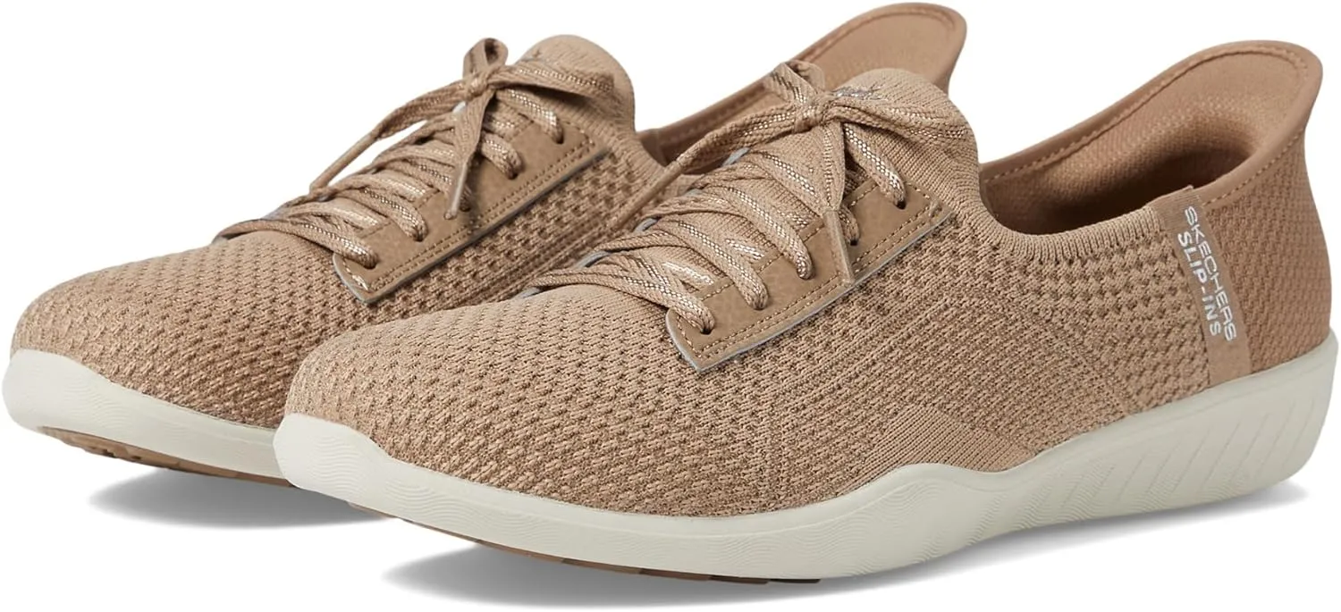 Skechers Modern Comfort Women's Women's Newbury ST-Our Time Hands Free Slip-Ins Sneaker, Mocha, 5.5