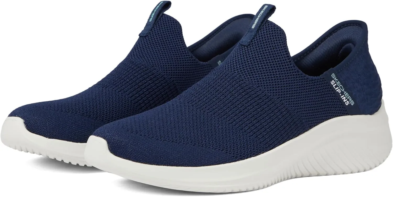 Skechers Sport Women's Women's Hands Free Slip Ins Ultra Flex 3.0 Smooth Step Sneaker, Navy, 6.5 Wide