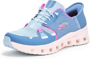 Skechers Women's Glde Step Pro SR Edrura Hands Freee Bungee Health Care Professional Shoe, Slate/Pink, 7.5