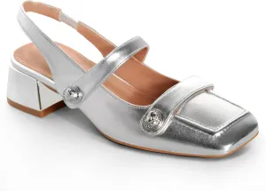 Slingback Mary Jane Heels for Women Low Block Heel Closed Square Toe Pump Shoes Heels Classic Daily Office Dressy Shoes