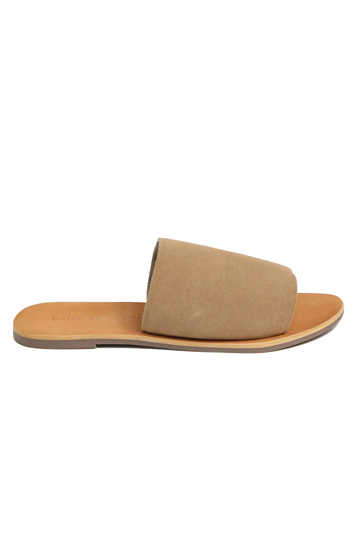 Speedway Tan Suede Slide Sandal