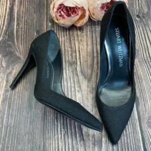 Stuart Weitzman Black Leather Heels 5M