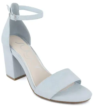 Sugar Women's Machelene Two Piece Block Heel Dress Shoe Ladies Ankle Strap Pump Sandal Blue Micro 7.5