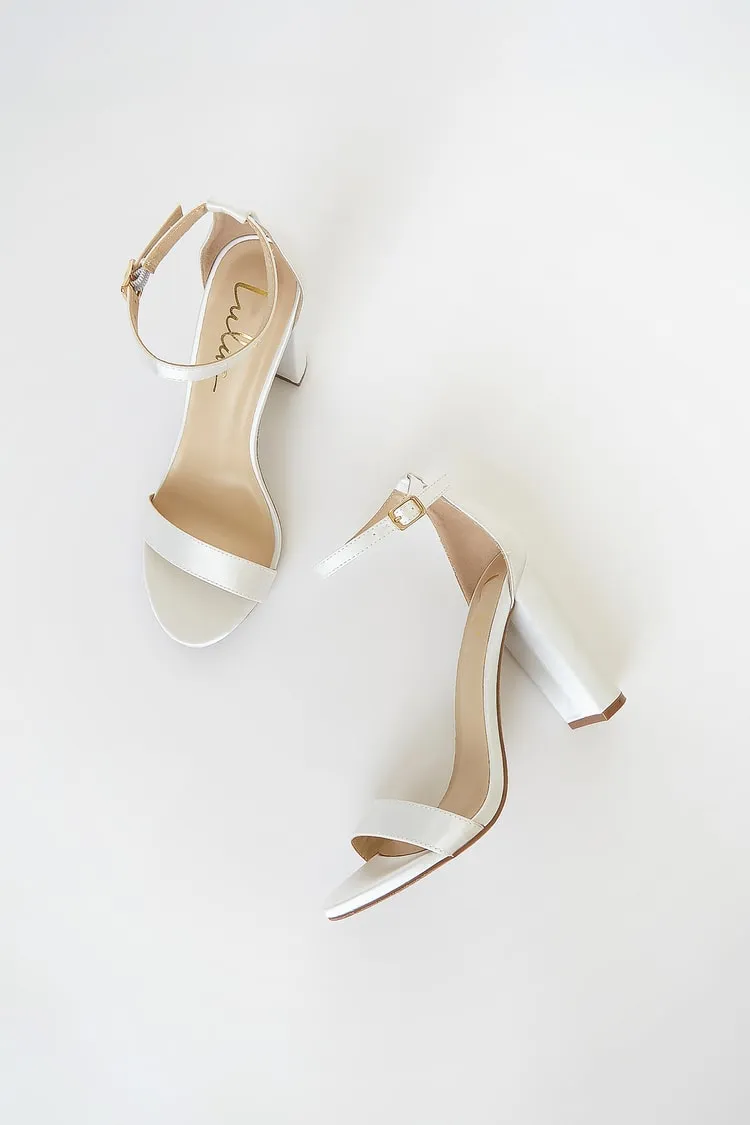 Taylor Ivory Satin Ankle Strap Heels