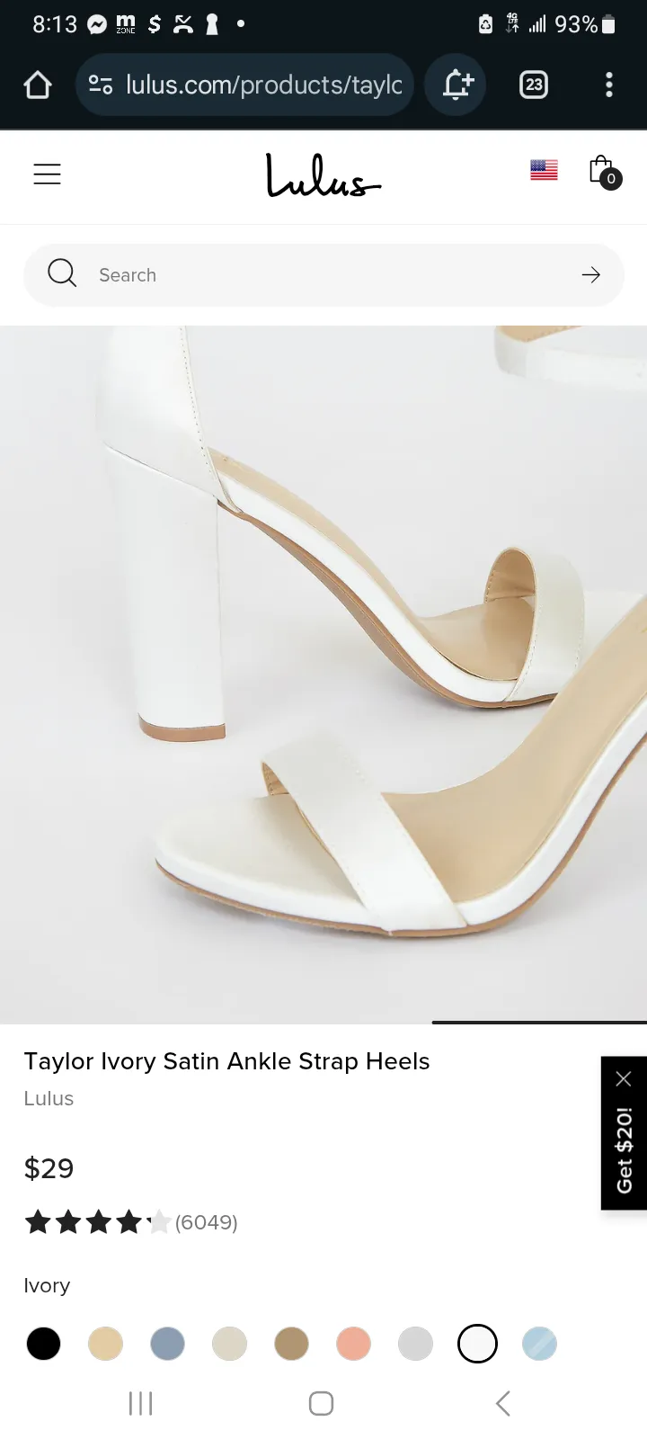 Taylor Ivory Satin Ankle Strap Heels