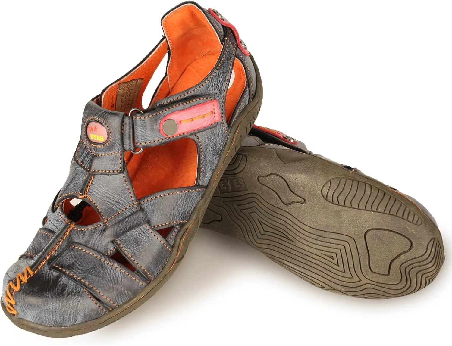 TMA EYES Women's Cross Leather and Hand Stitching Upper Casual Sandal for Outdoor
