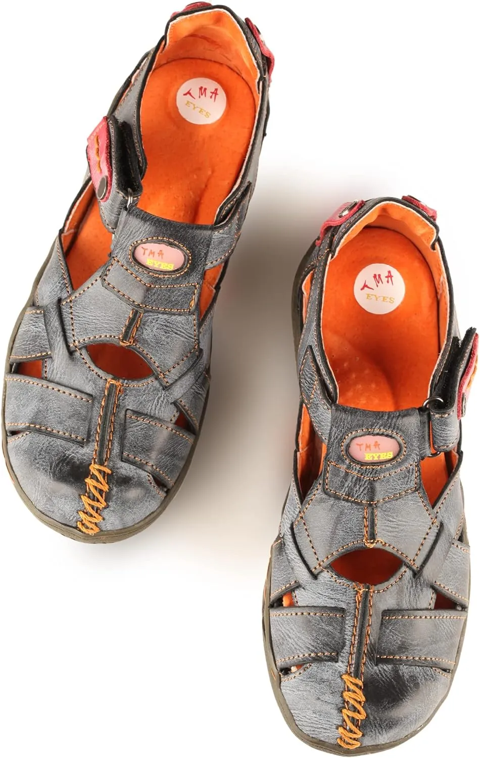 TMA EYES Women's Cross Leather and Hand Stitching Upper Casual Sandal for Outdoor