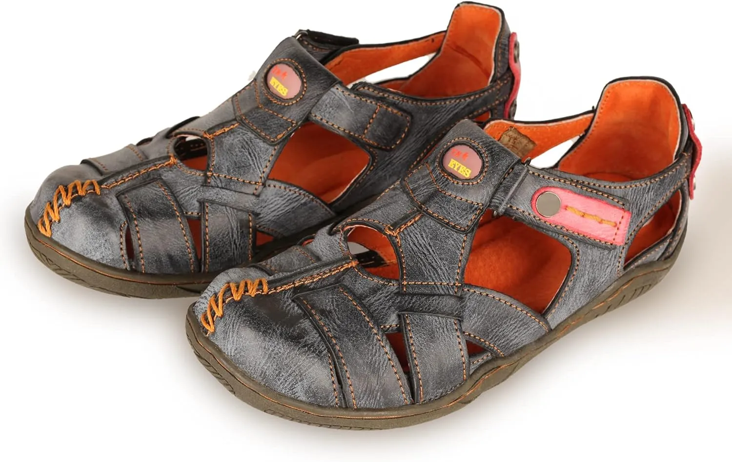 TMA EYES Women's Cross Leather and Hand Stitching Upper Casual Sandal for Outdoor