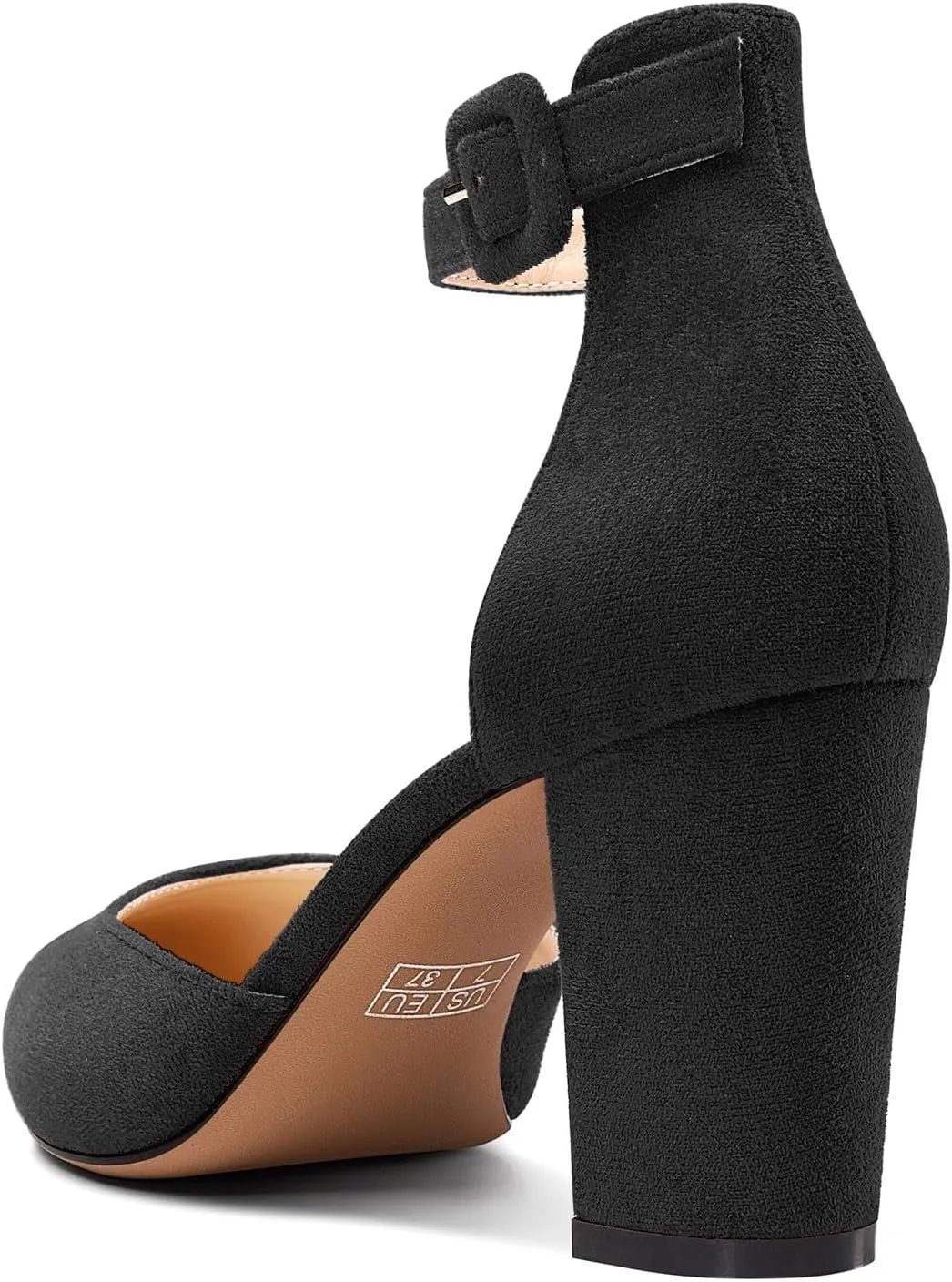 TNYNFBEB Womens Chunky Block Mid Heel Pointed Toe Pumps Ankle Strap Two-Piece Buckle Prom Wedding Dress 3.2 Inches Heels