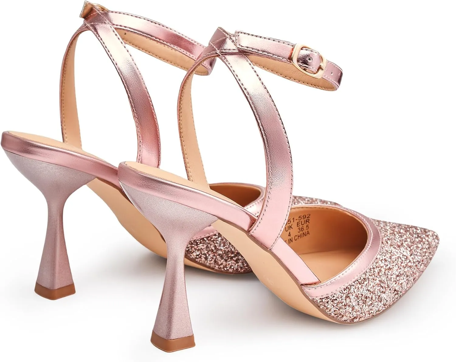 Trary Heels Women Pumps Closed Toe Ankle Strap Pointed Toe Heeled Sandals for Women Stiletto Wedding Dress Shoes
