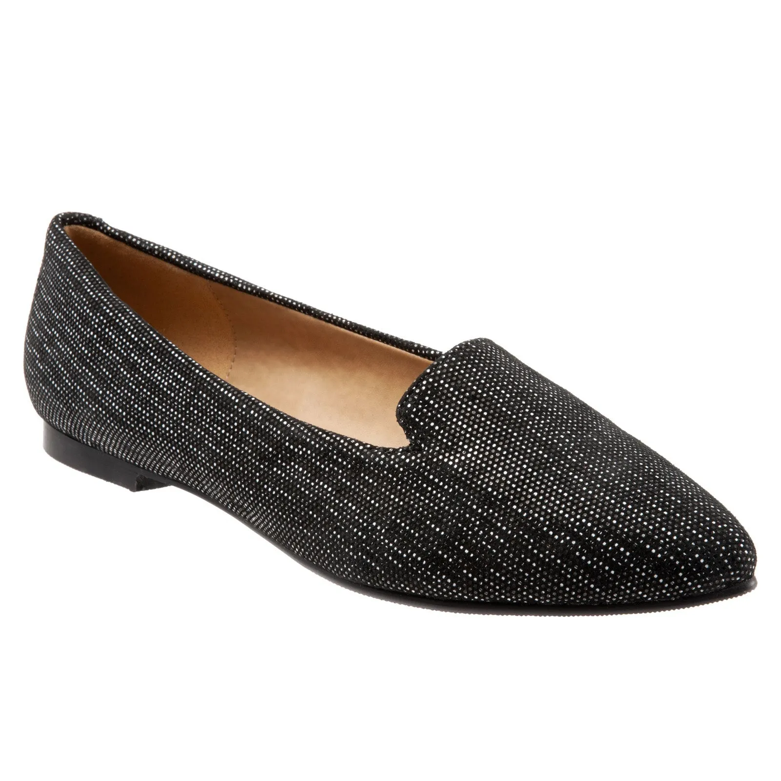 Trotters Harlowe T1707-010 Womens Black Wide Leather Loafer Flats Shoes