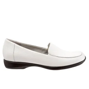 Trotters Jenn T9521-100 Womens White Narrow Leather Loafer Flats Shoes