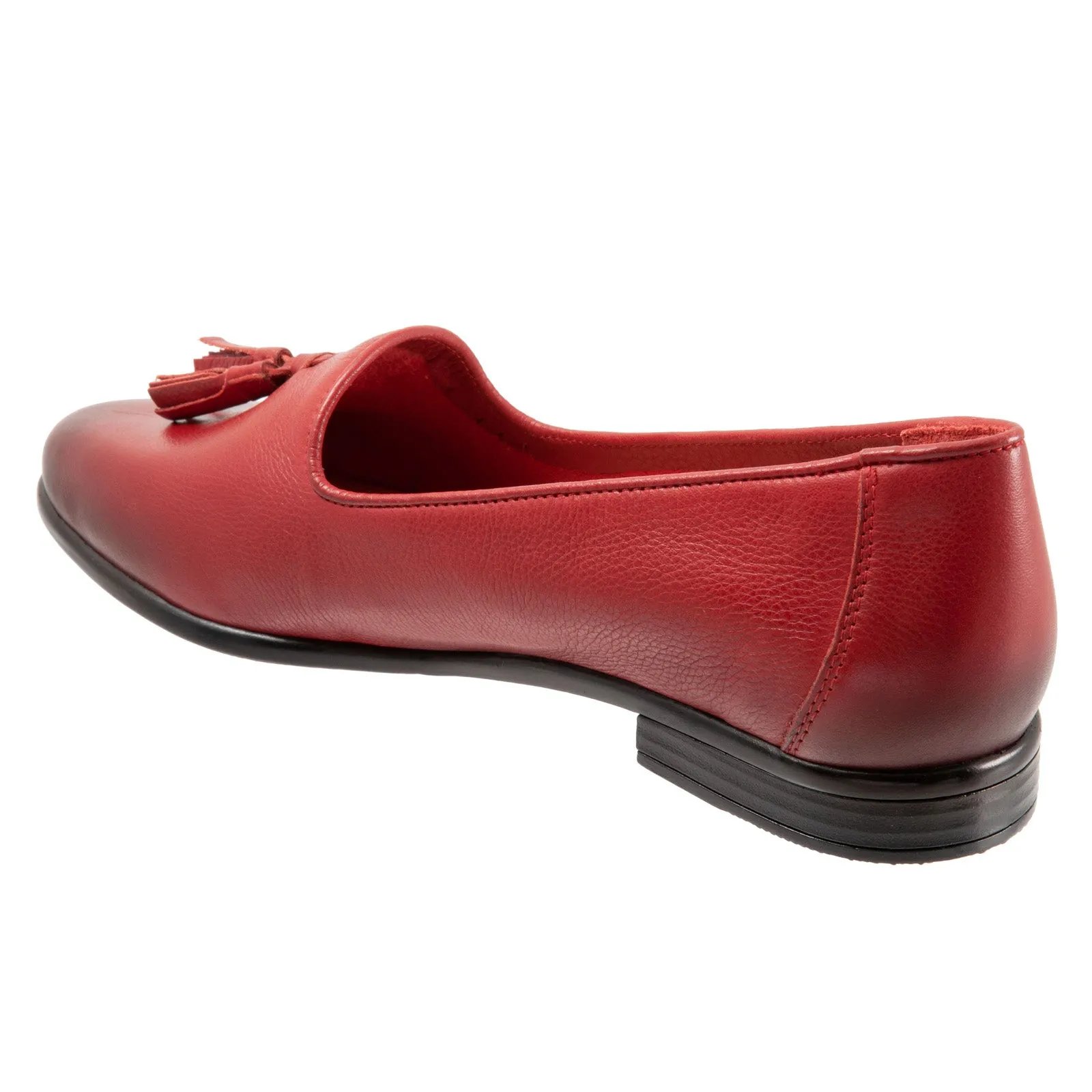 Trotters Liz Tassel T2224-600 Womens Red Narrow Leather Loafer Flats Shoes