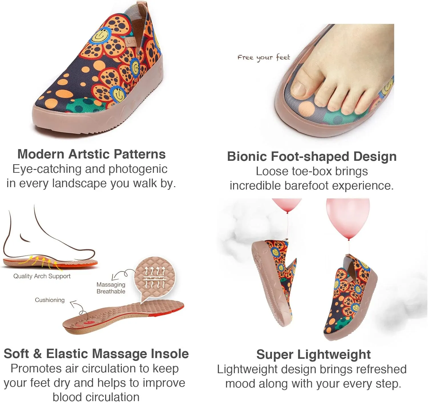 UIN Women's Art Painted Travel Shoes Slip On Casual Loafers Lightweight Comfort Fashion Sneaker Fuerteventura