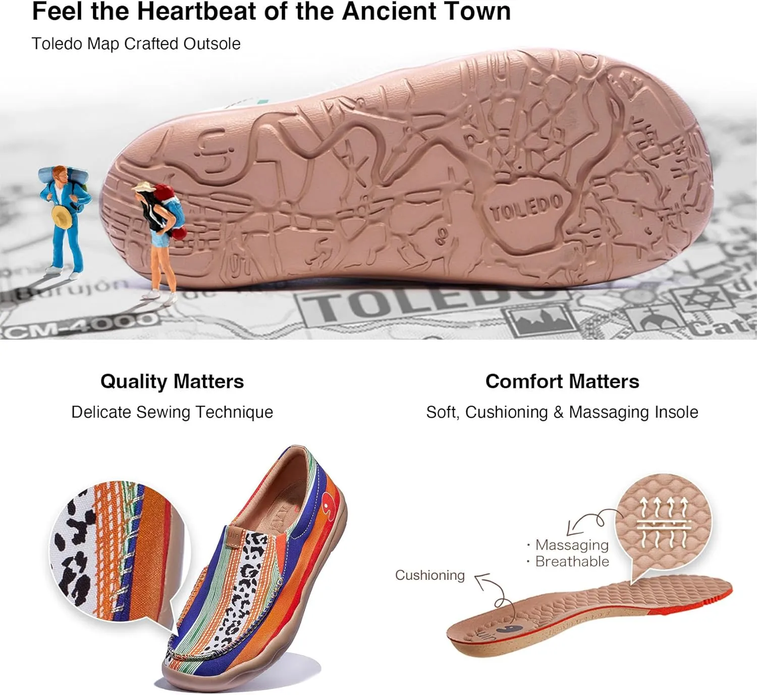 UIN Women's Art Travel Shoes Slip On Casual Loafers Lightweight Comfort Fashion Sneaker Nerja