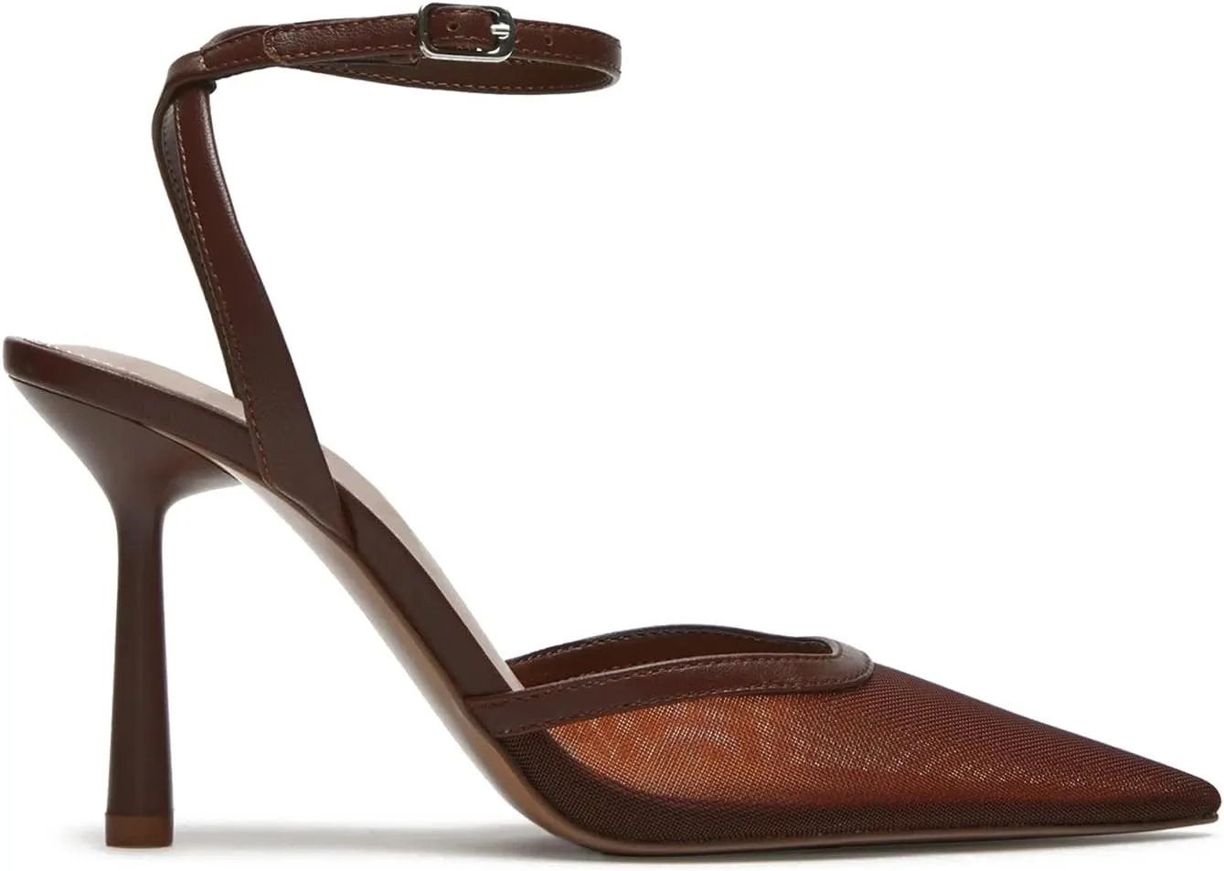 USIMAD Mesh Stiletto Heels for Women with Closed Pointed Toe Ankle Strap