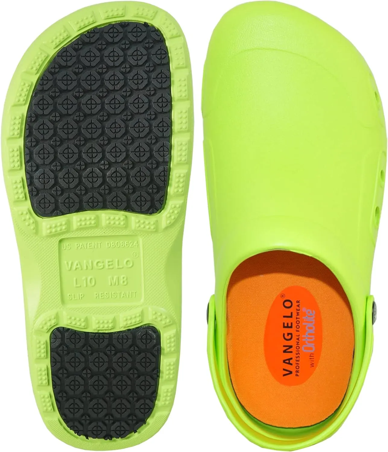 VANGELO Professional Slip Resistant Clog Waterproof Women Work Shoe Nurse Shoe Chef Shoe Ritz Black Lime White Multicolor