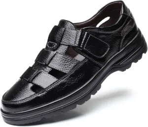 Veslexth Men Business Working Sandals Man Summer Office Breathable Loafers Leather Walking Slip-on Casual Oxfords Male Cocktail Party Fashion Dress Formal Shoes