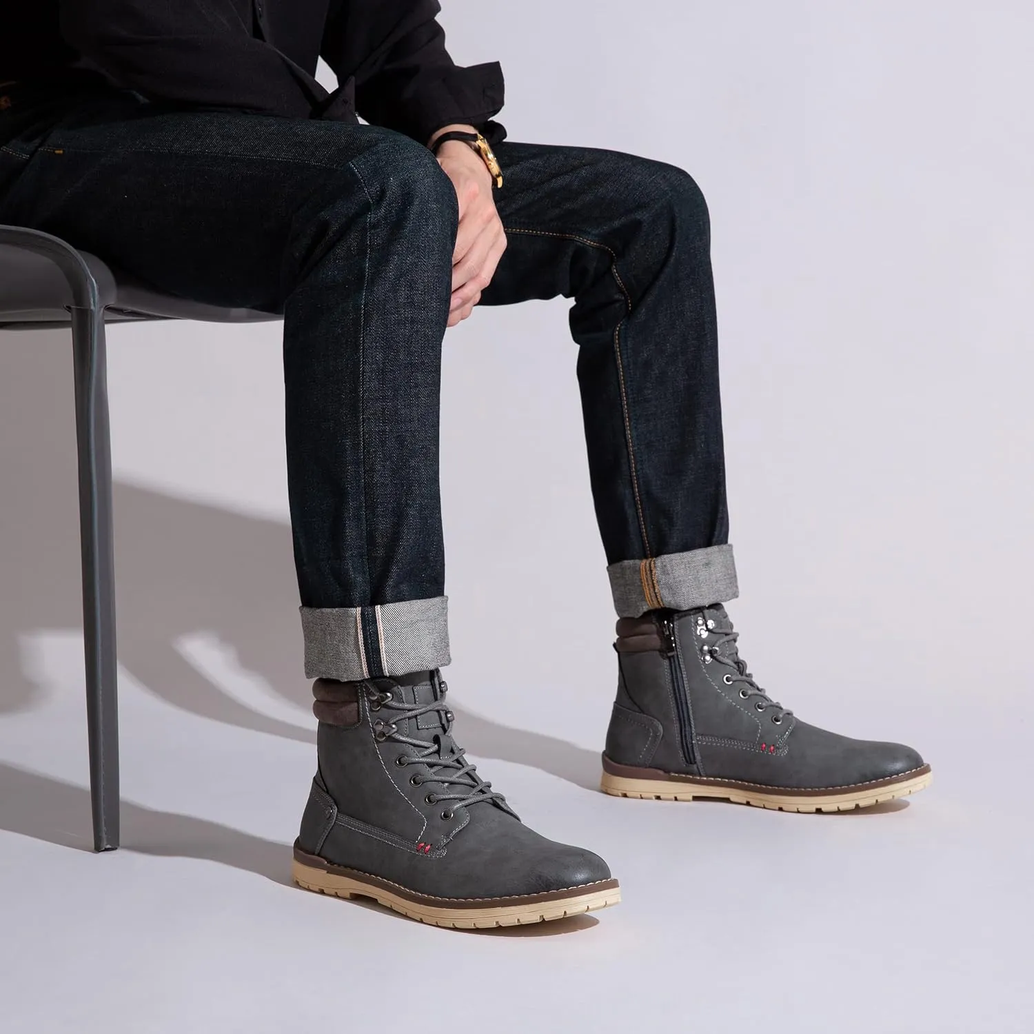 Vostey Men's Chukka Boots Motorcycle Casual Hiking Boot for Men