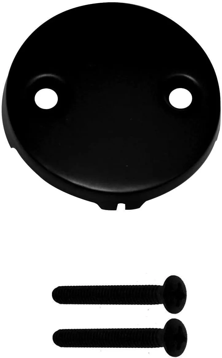 Westbrass 593144-4-62 14" Black Poly Tubular Bathtub Waste & Overflow Assembly with Tip-Toe Drain Plug and 2-Hole Faceplate, Matte Black (4-Pack)