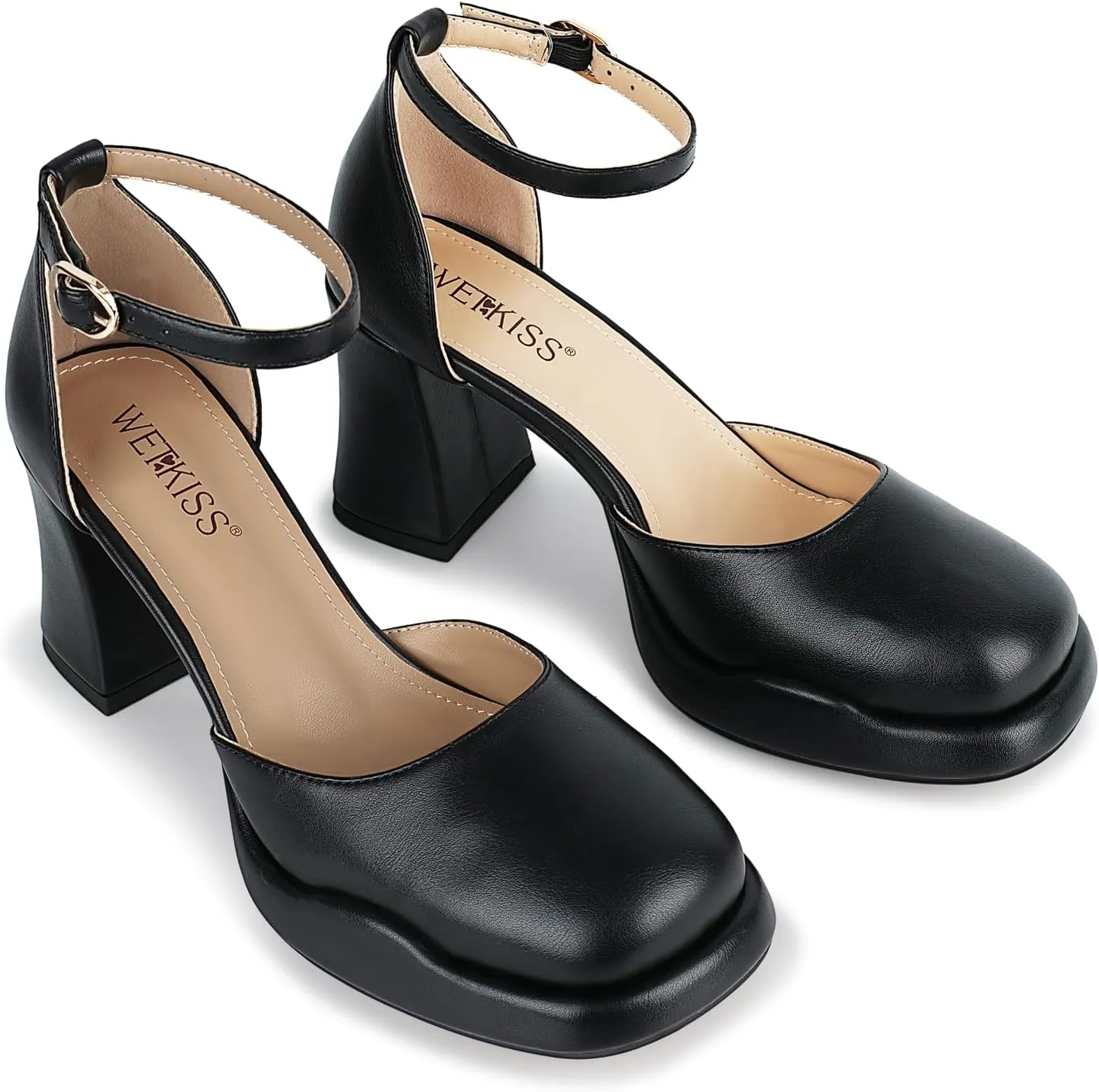 wetkiss Platform Chunky Heels Women, Suitable for All Occasions, Cute and Comfortable Block Heel