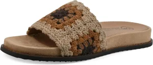 WHITE MOUNTAIN Women's Maxim Macrame Slide Sandal, Tan/Multi/Fab, 9 M