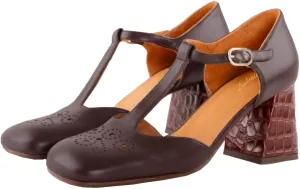 Women Chunky Heel Mary Jane Pumps Ankle T-Strap Mary Jane Heels Square Toe Crocodile Two Tone Dress Heeled Sandals 2” Block Heel Mary Janes Cut Out Sandals Patchwork Party 4-11 M US