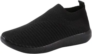 Women Comfortable Slip On Shoes Lightweight Walking Sneakers Canvas Casual Flats Non Slip Elastic Loafers