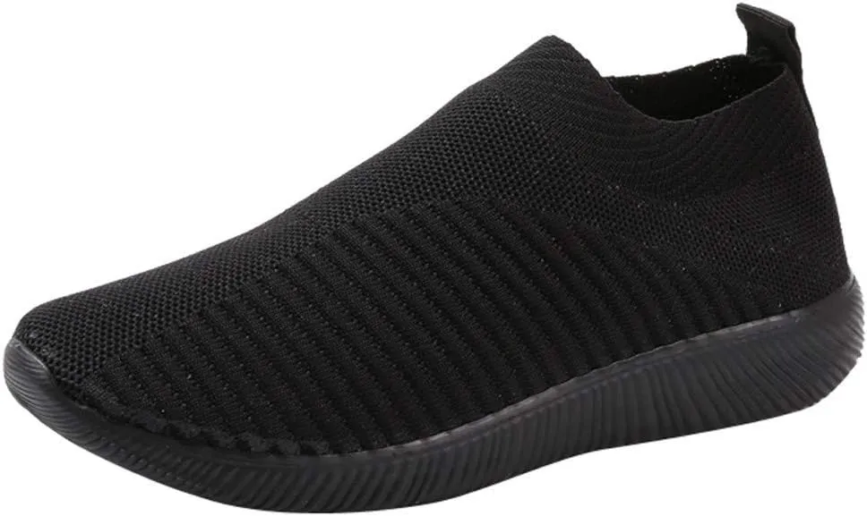Women Comfortable Slip On Shoes Lightweight Walking Sneakers Canvas Casual Flats Non Slip Elastic Loafers