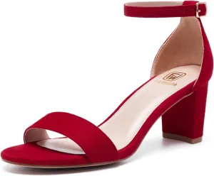 Women Open Toe Low Chunky Short Heels Ankle Strap Block Heel Sandals Party Dress Wedding Pump Shoes