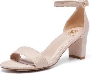 Women Open Toe Low Chunky Short Heels Ankle Strap Block Heel Sandals Party Dress Wedding Pump Shoes