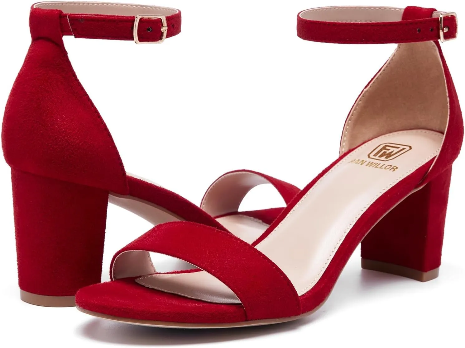 Women Open Toe Low Chunky Short Heels Ankle Strap Block Heel Sandals Party Dress Wedding Pump Shoes